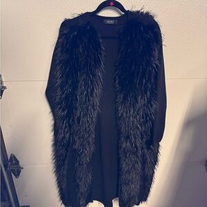 Akira Black Faux Fur Cardigan